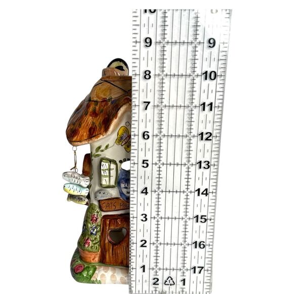 Cobblestone Village Cat’s House Ceramic Candle Holder Cottage Tealight w/ Tag - Picture 3 of 8